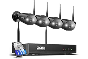 ZOSI 2K Wi-Fi 6 Security Camera System, 4PACK 3MP Plug-in WiFi Cameras Indoor Outdoor, Person Detection, Color Night Vision, 2 Way Audio, Light & Siren Alarms, Remote Monitoring, 8CH 4K NVR, 1TB HDD