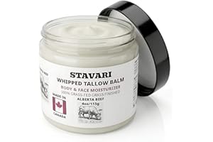Beef Tallow Balm, Grass-Fed with Honey, Shea Butter, Jojoba Oil, Whipped Face and Body Moisturizer (Made in Canada with Alber