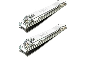 firiKer 2PCS Stainless Steel Nail Clippers,Professional Fingernail Clipper and Toenail Clipper, Wide Easy Press Lever Nail Cutter with Swing Out Nail Cleaner/File for Men and Women