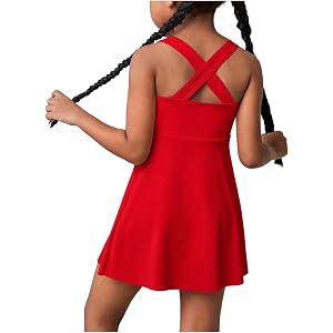 WDIRARA Girl's Tennis Dress Crisscross Back Athletic Workout Tank Dresses | Sleeveless, Crisscross Back, Workout, Cheerleader