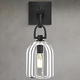 ZHTIECHUI Botanist Cloche Crystal Wall Sconce, Modern Black and Crystal Bathroom Wall Sconces, Indoor Luxury Decorative Light