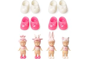 Kaitiaki 4 Pairs Doll Shoes for Sonny Angel, Fits 3 Inch Minifigures Regular Series Replacement Accessories, Cute Fashion Pink & White Mini Shoes Set for Collectible Dolls (No Doll)