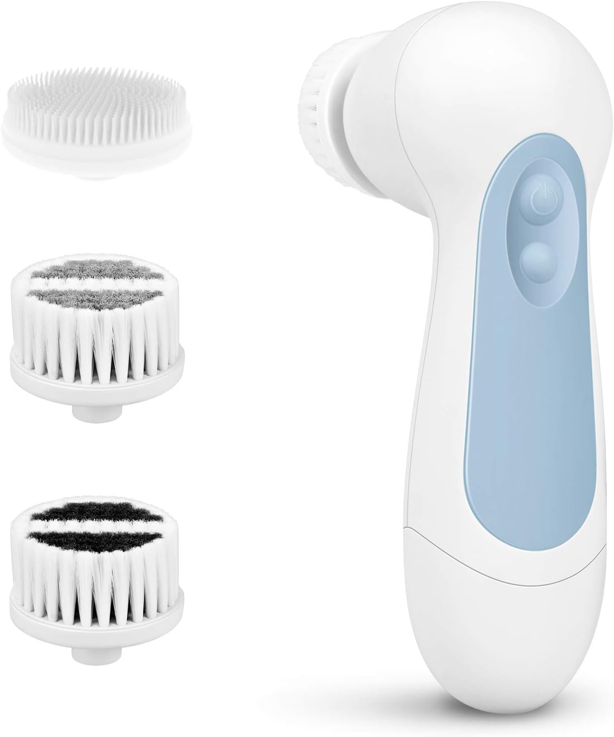 Waterproof Facial Cleansing Spin Brush Set with 3 Exfoliating Brush Heads - Complete Face Spa System by CLSEVXY - Advanced Microdermabrasion for Gentle Exfoliation and Deep Scrubbing(Blue)