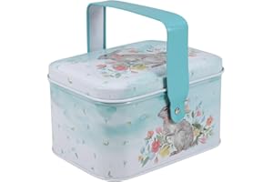 FOMIYES Easter Rabbit Candy Tin with Handle, Small Metal Cookie Jar for Snacks and Chocolates, Decorative