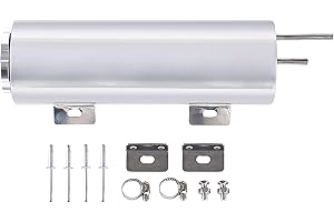 FGJQEFG 3 x 10 Inches Universal Radiator Coolant Overflow Puke Tank Bottle Catch Can Polished Stainless Steel with Twist Cap 28 Ounces