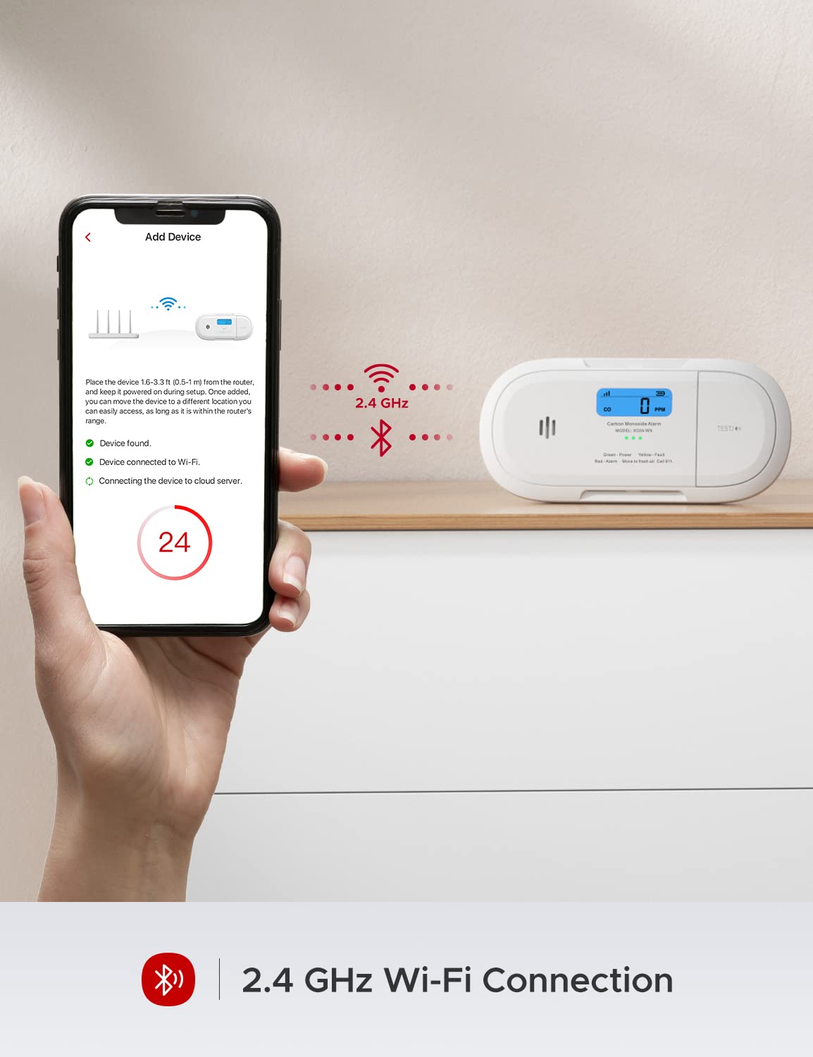 X-Sense Smart Carbon Monoxide Detector, Wi-Fi CO Detector, Real-Time Push Notifications via X-Sense Home Security App, Replaceable Battery,XC04-WX