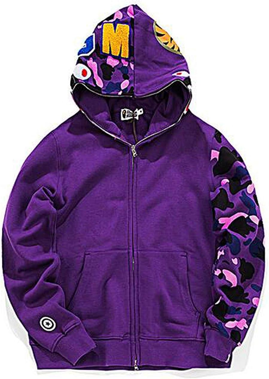 QingShuiYuan Mens Hoodies Ape Bape Sweatshirt Fashion Outdoor Tracksuit Casual Hip-Hop Funny Coat