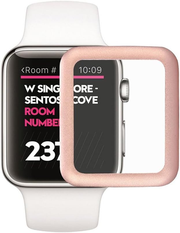 Apple Watch Band 42mm Tempered Glass Series 1 2 3, 3D Curved Edge Full Coverage Protective Screnn Protector for iWatch 42mm - HD Clear, Anti-Scratch Bubble Free, Rose Gold