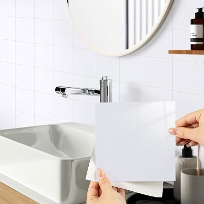 Hode White Tile Stickers 24 pcs 15x15cm Self Adhesive Waterproof Glossy