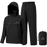 BASSDASH Men’s Rain Suit Waterproof Breathable Durable Fishing Rain Gear Packable for Hunting, Hiking, Running, Cycling FW12