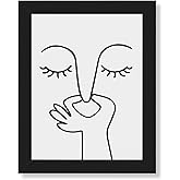 bakbrand Bathroom Wall Art Black and White Framed Wall Decor Minimalist Modern Canvas Print Humorous Picture Print Painting for Toilet (AA1, Black, 8W x 10L)