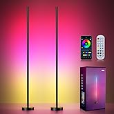 OIYN Smart RGBICW LED Corner Floor Lamp 2 Pack - 16 Million DIY Colors, 68+ Scenes, Music Sync, App & Remote Control, Color-Changing Ambient Lighting for Living Rooms, Bedrooms, and Gaming Rooms