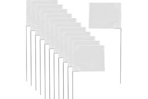 XIJIXI Yard Markers - 15 x 4 Inch Flags for Survey, Sprinkler & Irrigation, 50 Pack (White)