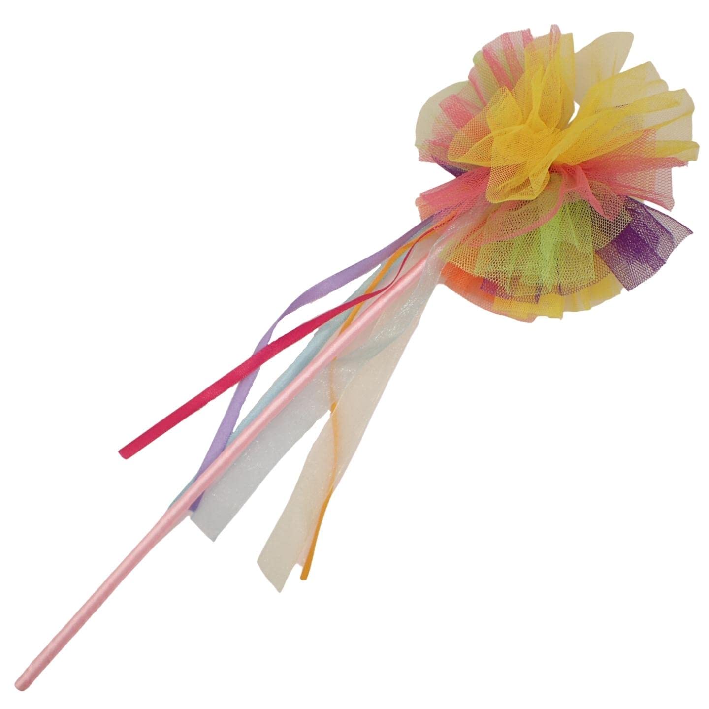 Topkids Accessories Fairy Wand for Dress Up Costume, Princess Queen Pretty Sparkly Girls Dressing Up, Fancy Dress Play Cute Kids Accessories (Rainbow Puff)