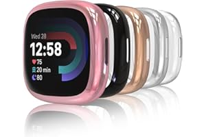 Hianjoo [5-Pack] Case Compatible with Fit Bit Versa 4/ Sense 2, Screen Protectors Full Around Slim Protective Coque Cover - C