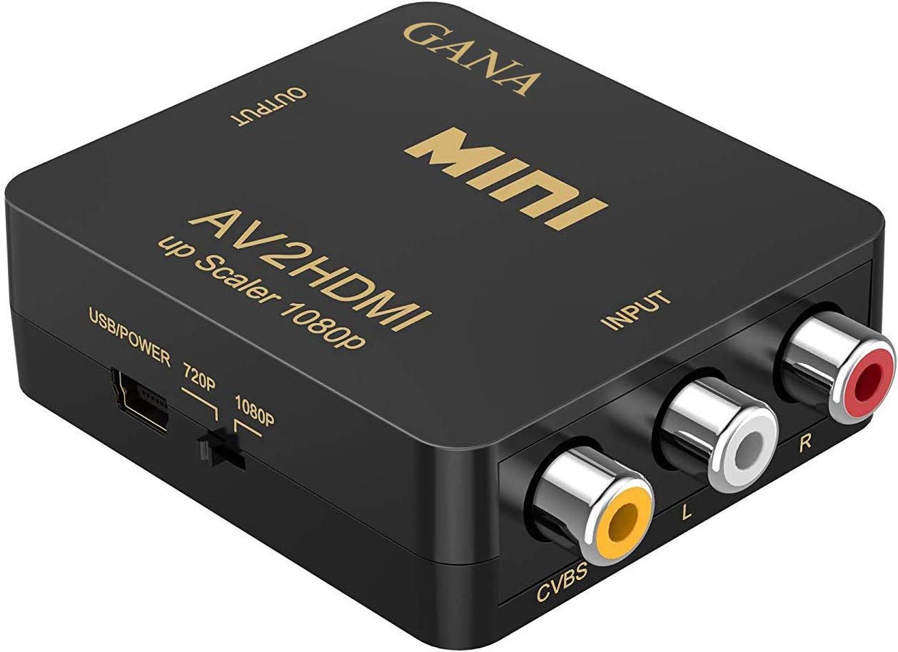 RCA to HDMI, AV to HDMI,GANA 1080P Mini RCA Composite CVBS AV to HDMI Video Audio Converter Adapter Supporting PAL/NTSC with USB Charge Cable for PC Laptop Xbox PS4 PS3 TV STB VHS VCR Camera DVD: Camera & Photo