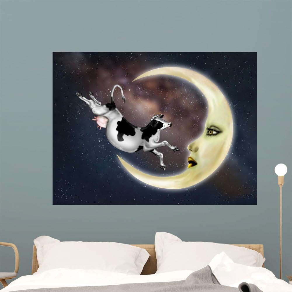 Wallmonkeys Cow Jumped Over Moon Wall Mural