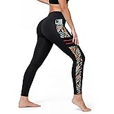 Yvette Printed Workout Leggings for Women High Waisted Yoga Pants with 2 Pockets Non See-Through Tummy Control