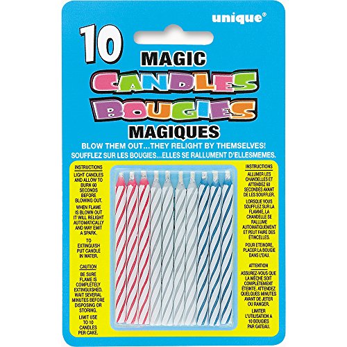 Striped Magic Relighting Trick Birthday Candles, Assorted 10ct