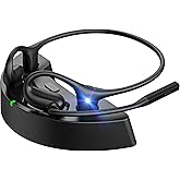 JabNecter Open Ear Headphones with Mic, Wireless Headset with Noise Canceling Mic & Charging Dock, Wireless 5.4 Headset with Mic, Lightweight Air Conduction Headphones for Work, Workout, Driving, Call