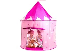 Play22 Play Tent Princess Castle Pink - Features Glow in The Dark Stars - Portable - Kids Pop Up Tent Foldable Into A Carrying Bag - Indoor and Outdoor Use - Original