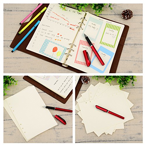 Hestya A5 6-Ring Binder Planner Refill Paper for Journals Notebooks Diaries Inserts, 8.35 by 5.59 Inches (200)