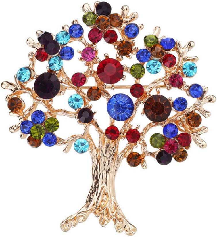 Belons Women's Men's Tree of Life Brooch Alloy Rhinestone Bridal Brooch Pin Wedding Broach Banquet Bouquet Scarfpin