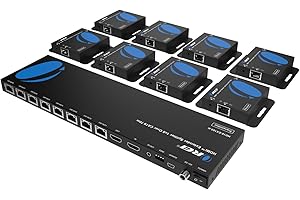 OREI 4K 1x8 HDMI Extender Splitter Multiple Over CAT 6/7 Cable with EDID management - 4K@30Hz upto 165ft and 1080p@60Hz upto 230ft- Loop Out