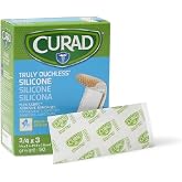 Curad Truly Ouchless Silicone Adhesive Bandages, Fabric Bandages, For Delicate Sensitive Skin, 3/4X3 (50 Count)