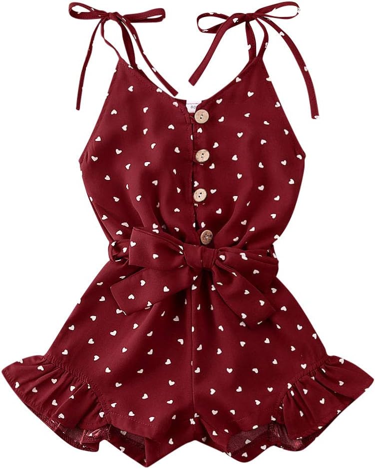 Balaflyie Toddler Girls Jumpsuit Romper Solid Color Strap One Piece Overall Summer Outfits