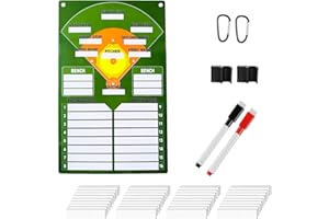 Asphodelia 47PCS Magnetic Dugout Coaching Board Baseball Set with a Coaching Board,40 White Lineup Magnets, 2 Markers,2 Carab