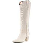 WIRALOMI Cowboy Boots for Women Knee High Cowgirl Boots with Embroidered Chunky Heel Western Tall Boots