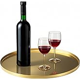 Nexyetnov Gold Tray Round Serving Platter, 12" x 0.4"