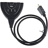 ABLEGRID 3 Port HDMI Switcher 3x1 Auto Switch 3-In 1-Out With 2FT Pigtail Cable