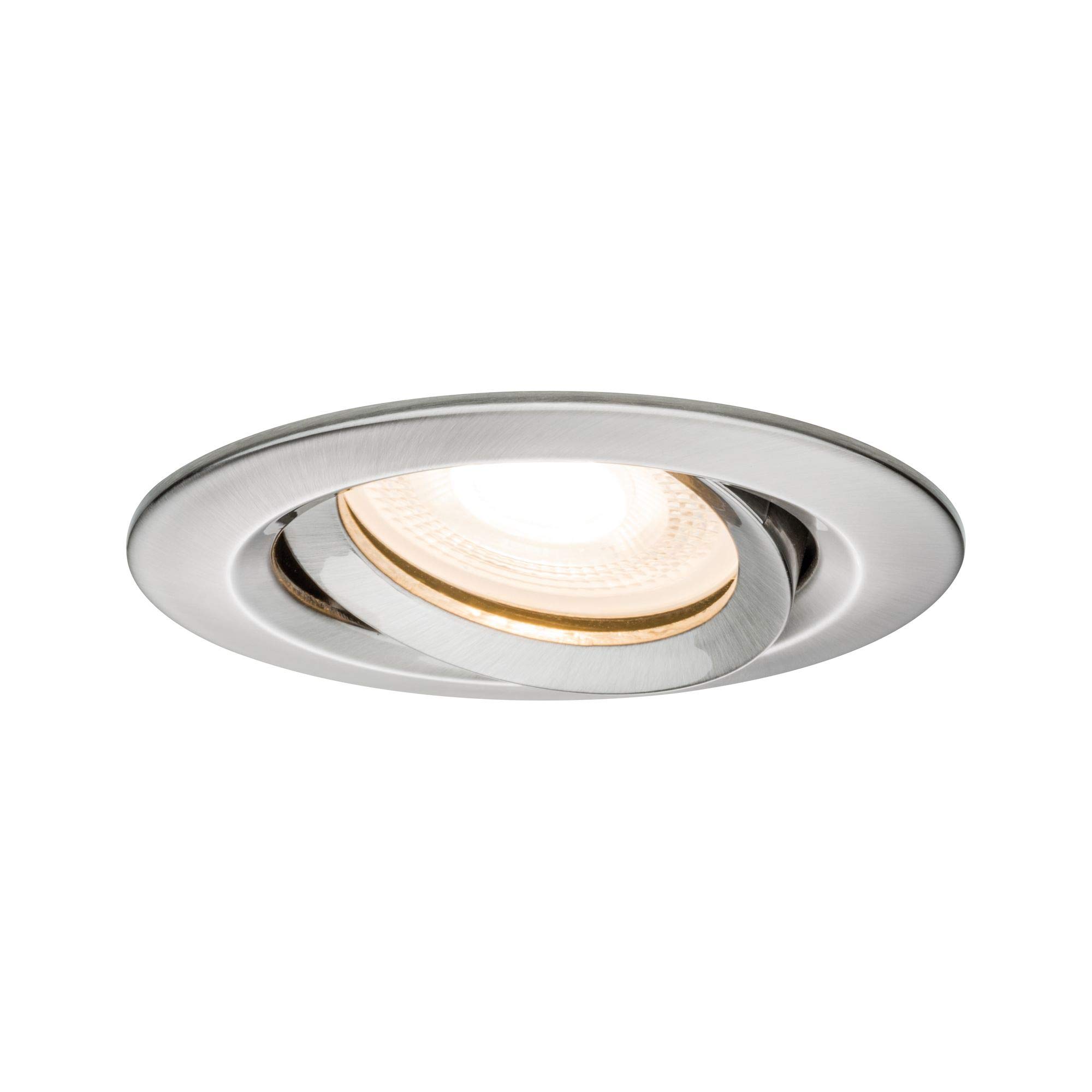 Paulmann 93662 LED Nova Recessed Spotlight Round Iron Pivotable Without Bulb Max. 35 W GU10 or GU5.3 Recessed Light Brushed Aluminium, Brushed Iron