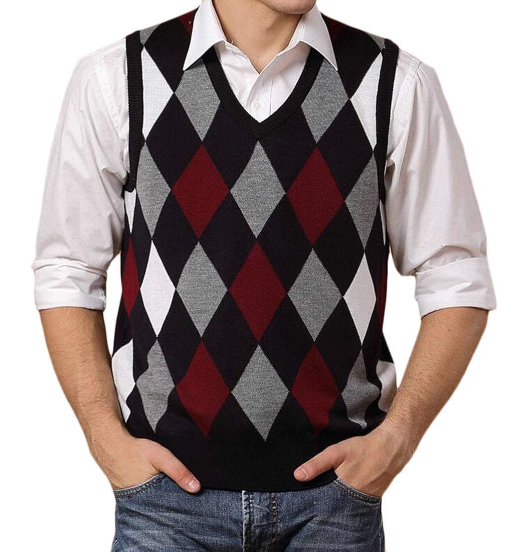 GRMO Men V-Neck Knitted Wool Blend 