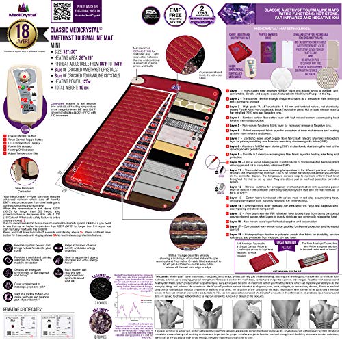 MediCrystal Infrared Heat Amethyst Tourmaline Mini Mat 32"L x 20"W