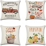 Herbst-Kissenbezüge Im Aquarell-Look – 2er Set, 40,6x40,6 Cm, Mit Reißverschluss & Aus Polyester
