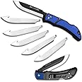 OUTDOOR EDGE 3.5" RazorLite EDC Knife. Pocket Knife with Replaceable Blades and Clip. Perfect For Hunting & Skinning Deer. Blue with 6 Blades