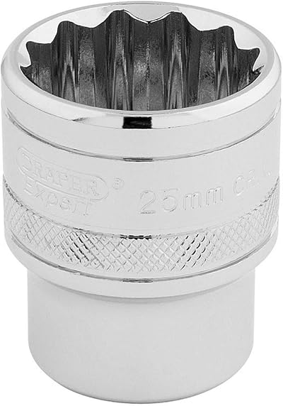 Draper 33418 1/2 Inch Drive 12 Point Socket 25mm Chrome Vanadium