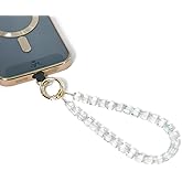 Little Fire Craft Cell Phone Wrist Strap Beaded Cell Phone Charm Hand Strap Crystal Lanyard Detachable Beaded Charm Cube Beads Chain (Clear)
