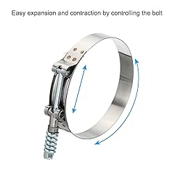 PATIKIL T-Bolt Hose Clamps with Spring, 2 Pack