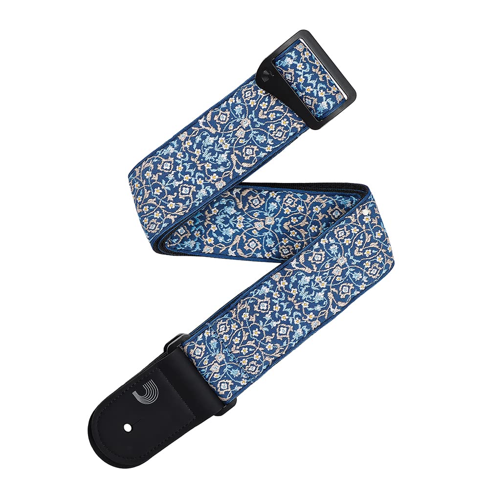 D'Addario Accessories Guitar Strap - Eco-Comfort Persian Woven Guitar Strap - Made from Recycled Materials - Blue