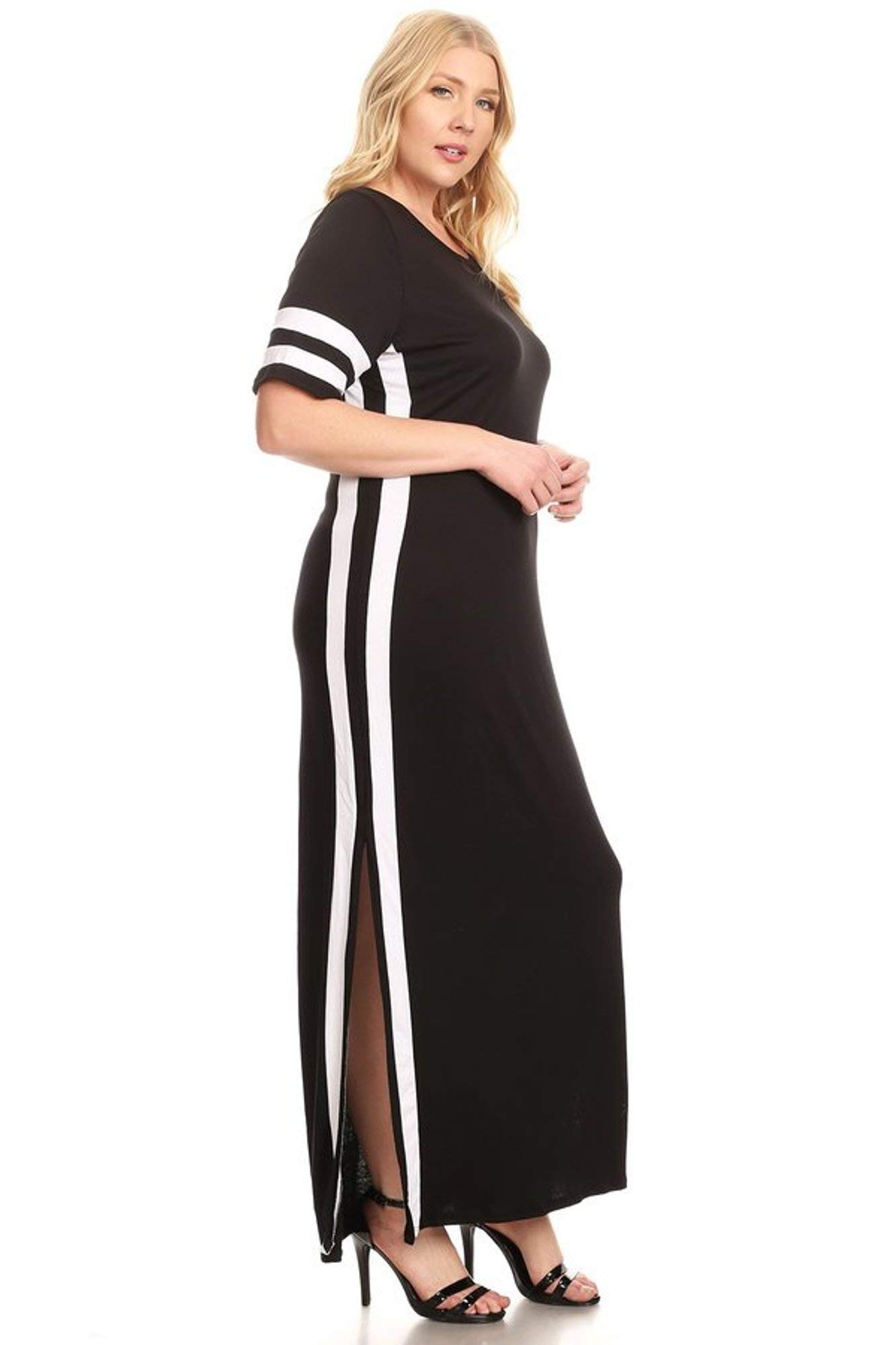 APC SWEETKIE Striped Maxi Dress, Short Sleeved, Side Slits, Plus Size | $17.5