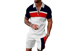Kubsid Men Track Suits 2 Piece Set Summer Casual Outfits Fashion Polo Shirts Short Sleeve and Shorts Set Vacation Clothes