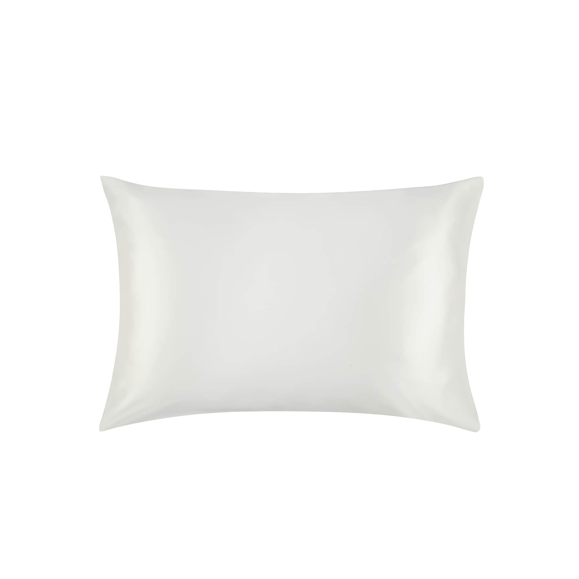 Jasmine Silk 100% 22 Momme Mulberry Charmeuse Silk Pillowcase for Hair and Skin 50 cm x 75 cm Envelope Closure (Ivory)
