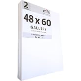 milo Stretched Artist Canvas, 48x60 inch, 2 Pack, 1.5&rdquo; inch Profile | 11 oz Primed Large Canvases, Thick Gallery Wrapped Deep Edge Frame, Blank White Ready-to-Paint Art Supplies for Acrylic, Oil