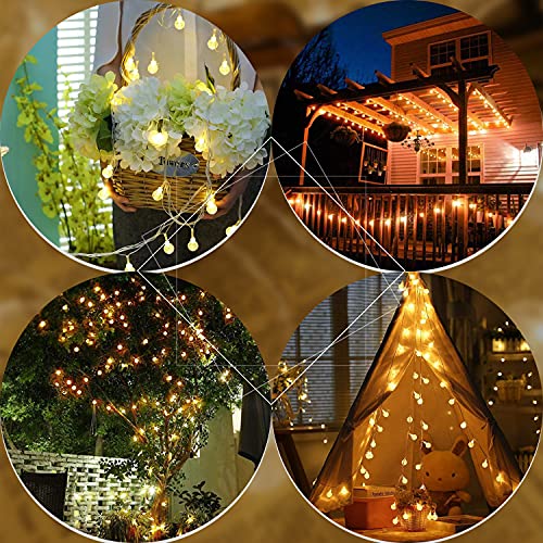 Batteriebetriebene Lichterkette – MUSUNIA Globus Lichterkette 10 m 100 LED batteriebetriebene Lichterkette, wasserdichte Gartenlichter für Innen- und Außenbereich, Weihnachtsdekoration (warmweiß)