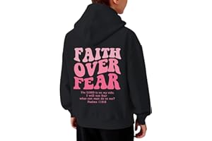 Christian Hoodie for Teen Boys Jesus Courage Over Fear Inspirational Sweatshirts Long Sleeve Casual Pullover Tops