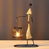 Keyohome 2Pcs Candle Holders Table Decor Retro Black Iron Little Girl Shaped view 2
